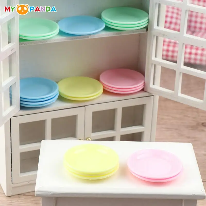 5Pcs Dollhouse Mini Food Plates Dining Plate Dollhouse Simulation Tableware Model DIY DollHouse Kitchen Scene Pretend Play Toys