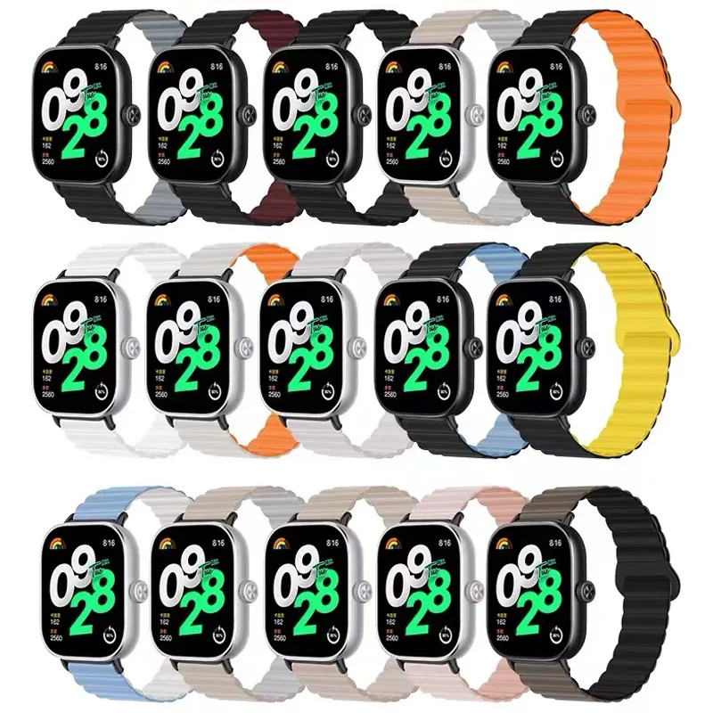 Magnetic Loop for Redmi watch 4 strap Smart WristBand Accessories waterproof Silicone Watchband correas for xiaomi mi band 8 pro