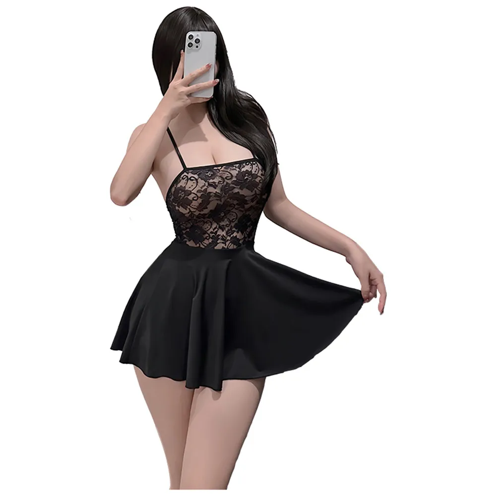 Sexy Backless Micro Mini Dress Pleated Dress Lace Mesh See Through Hollow Out High Waist Ruffled Bodycon Dress Sexy Wear