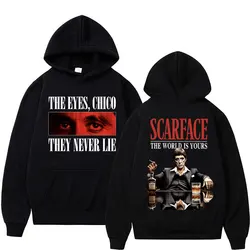 Tony Montana Scarface Vintage Style Hoodie The World Is Yours Men's Hip Hop Harajuku Hoodie Oversized Fleece Fashion Pullovers