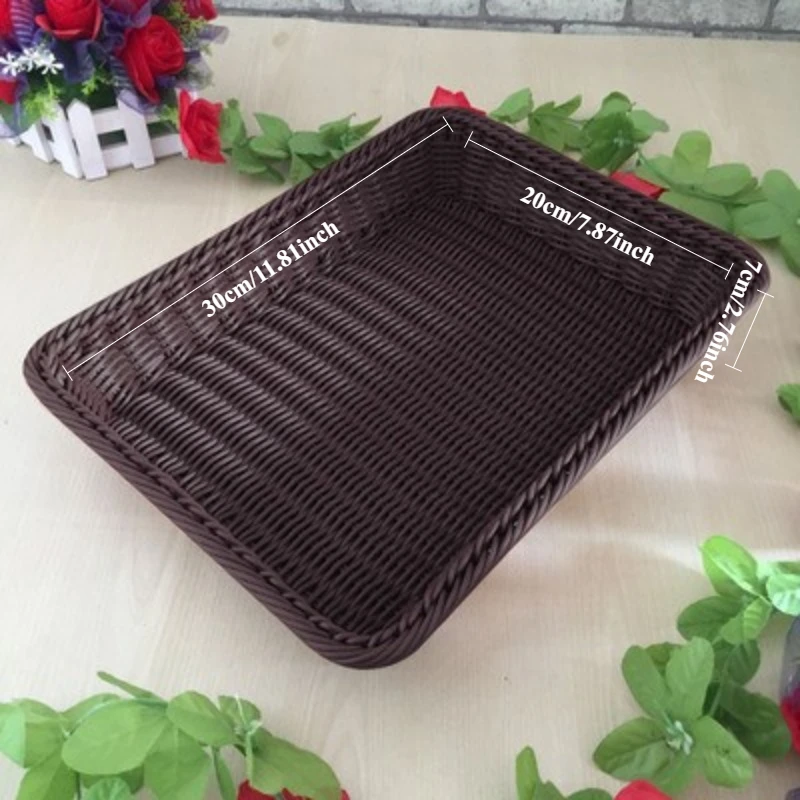 Fruit Basket Rattan Display Basket Rectangular Bread Display Vegetable Basket Melon Fruit Storage Plastic Basket Bamboo Basket