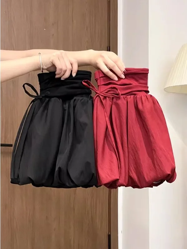 

Летние женские юбка-шорты больших размеров с цветочным принтом, А-силуэт, короткая пышная юбка-полусолнце с завязками на высокой талии