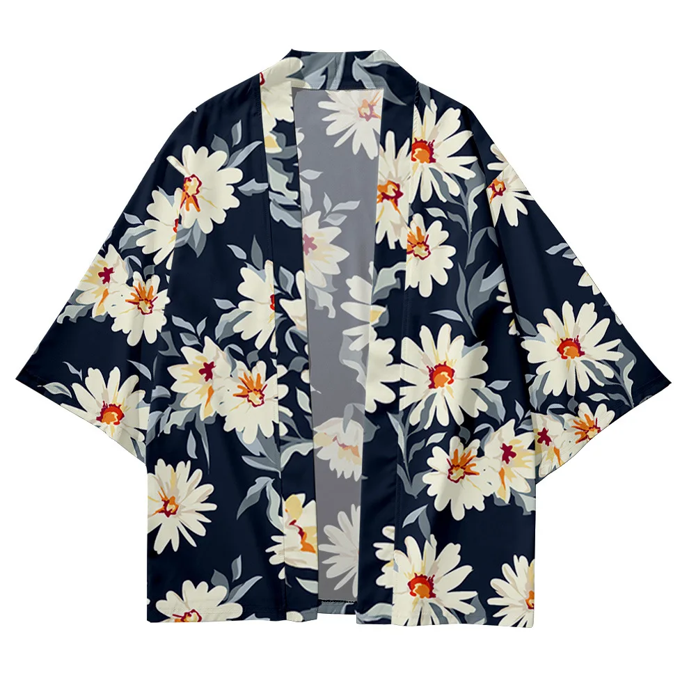 

Daisy Printed Traditional Kimono Japanese Anime Clothes Cardigan Cosplay Men Women Yukata Female Shirt Blouse