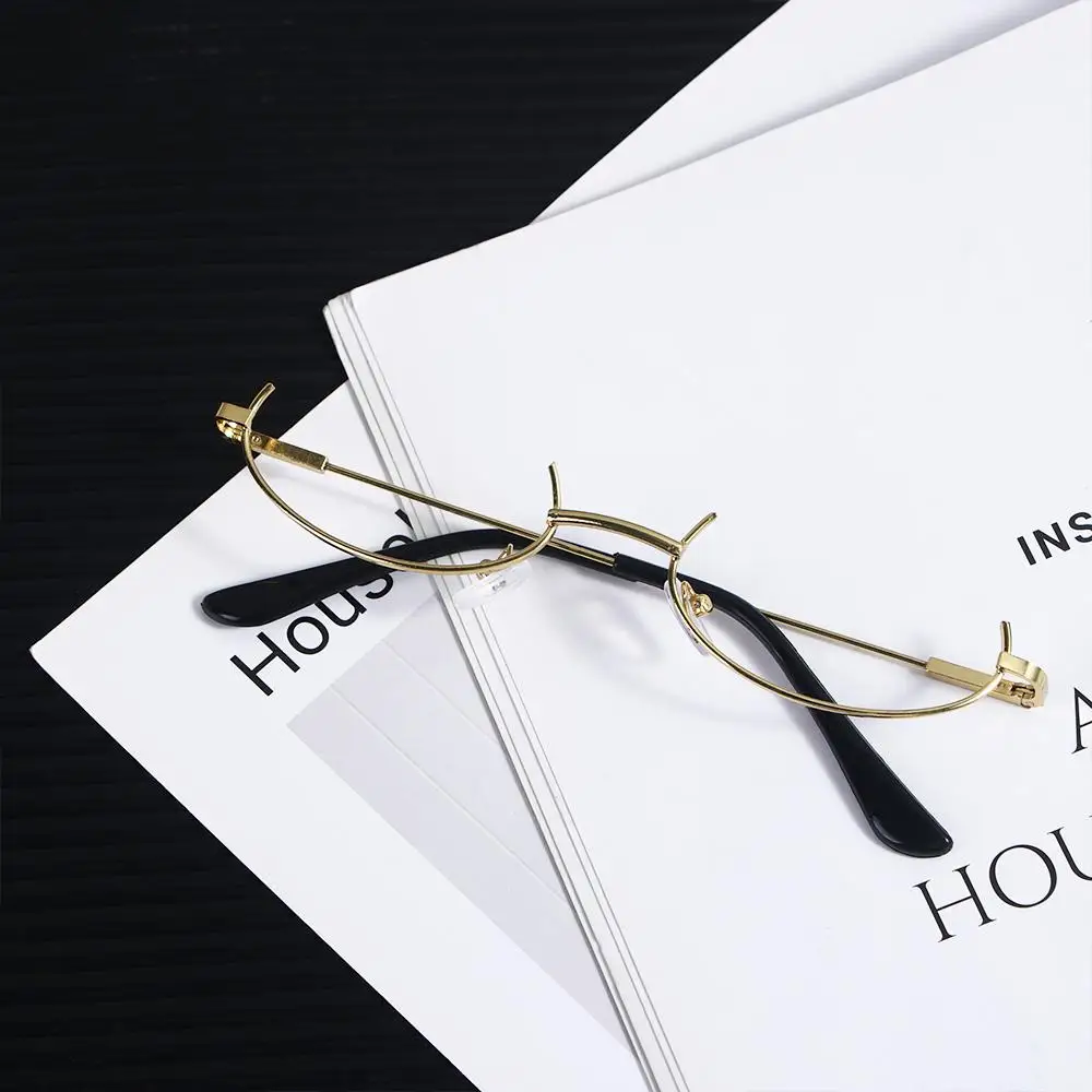 Eyewear Without Glasses Lens Female Male Oval Glasses Frame Photography Decoration Half Frames Glasses Frame Spectacle Frames