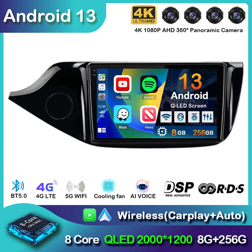 

Android 13 Carplay Auto Car Radio For Kia Ceed Cee'd 2 JD 2012-2018 Navigation GPS Multimidia Video Player Audio Head Unit Wifi