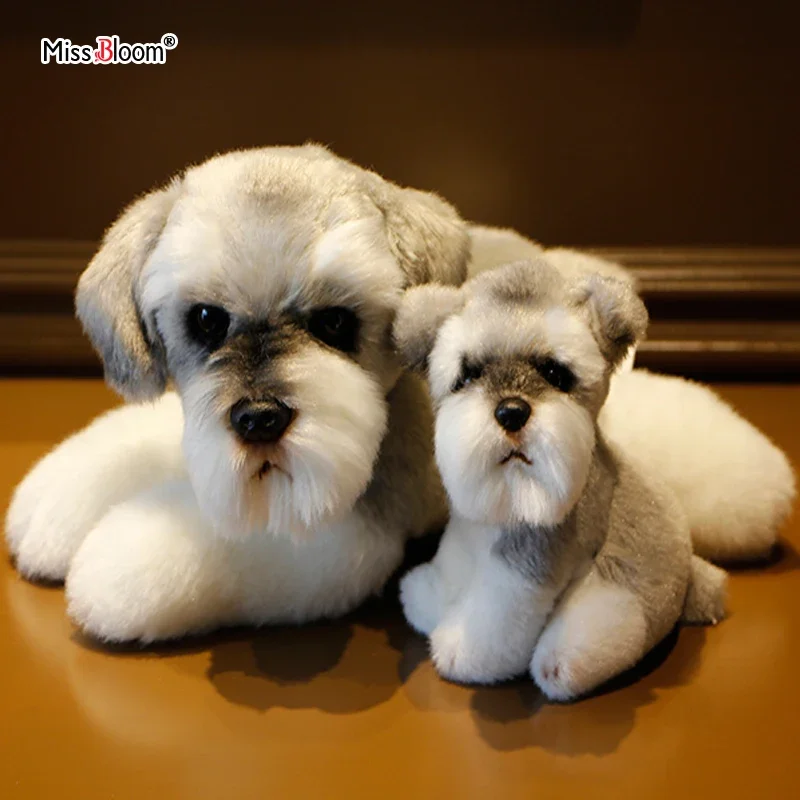 9cm 3 1/2 inch Cute Small Schnauzer Puppy Lifelike Dog Plush Toy Soft Home Decoration Fluffy Adorable Birthday Gift for Children