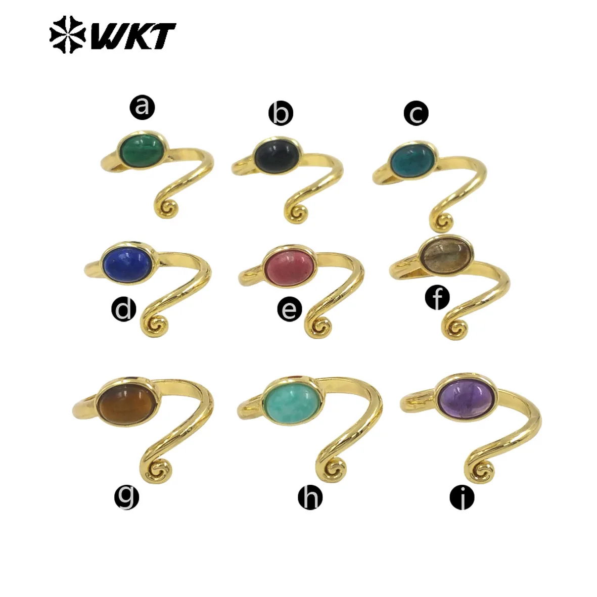 WT-R534 Natural Stone Ring With Different Colors Gemstone In 18k Gold For Women Perfect Daily Decroation