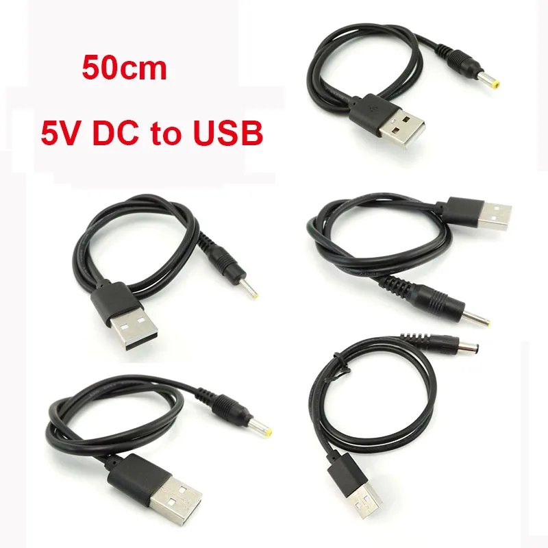 5V 3A USB A Male to DC 55*21 55*25 4*1.7 3.5*1.35 2.5*0.7MM Jack Plug Extension Power Cord Supply Cable Connector