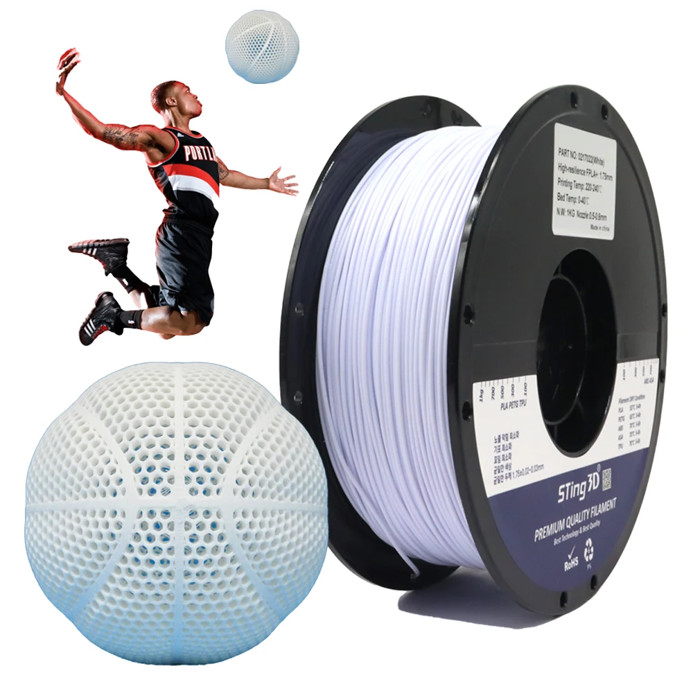 Sting3D 3D printed basketball with no air, a 175mm PLA filament PLA printed filament