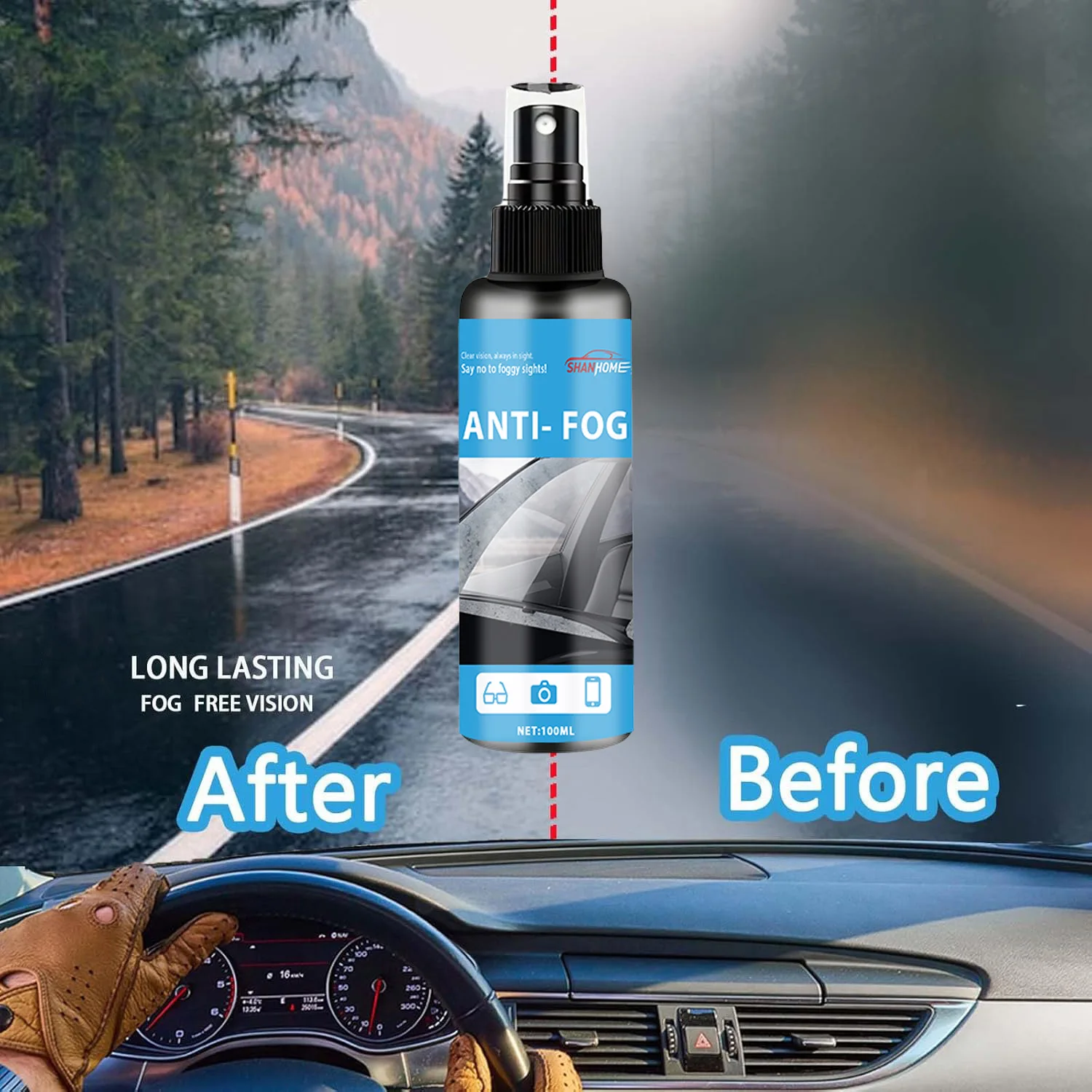 Car glass anti-fog agent   a magical product for removing fog on the front windshield inside the car-anti-fog spray