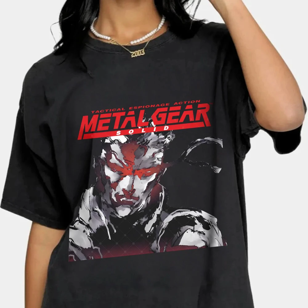 

Однотонные футболки Metal Gear для забавной рубашки, летние футболки с короткими рукавами, однотонные женские и мужские футболки со змеиной игрой, одежда для мужчин