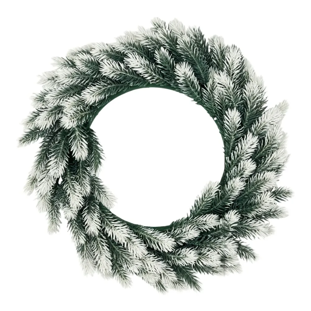 Pine Christmas Wreath 40cm Artificial for Holiday Door Wall Table Decor Green White Festive Seasonal Ornament Natural Appearance