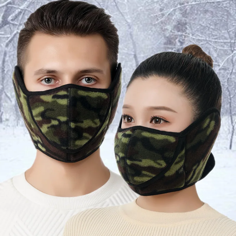 Winter Half Face Mask Riding Motorcycle Ear Protection Polar Fleece Mask Earmuffs Windproof Neck Warmer Open Breathable Masks