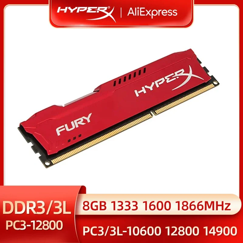 

Hyperx Fury Memoria DDR3L DDR3 8GB 1866MHz 1600MHz 1333MHz Desktop 240Pin DIMM RAM 1.5V PC3-14900 12800 10600 RAM Memory Module