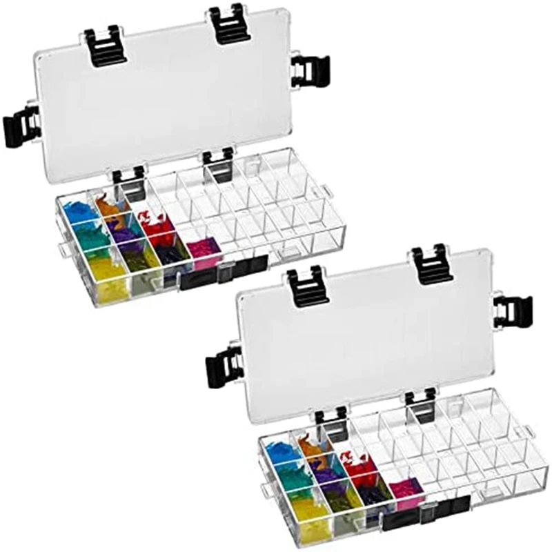 Hermético Paint Palette Box, Recipientes De Armazenamento De Tinta Aquarela, Organizador de Pintura Molhada, 24 Poços, 2Pcs