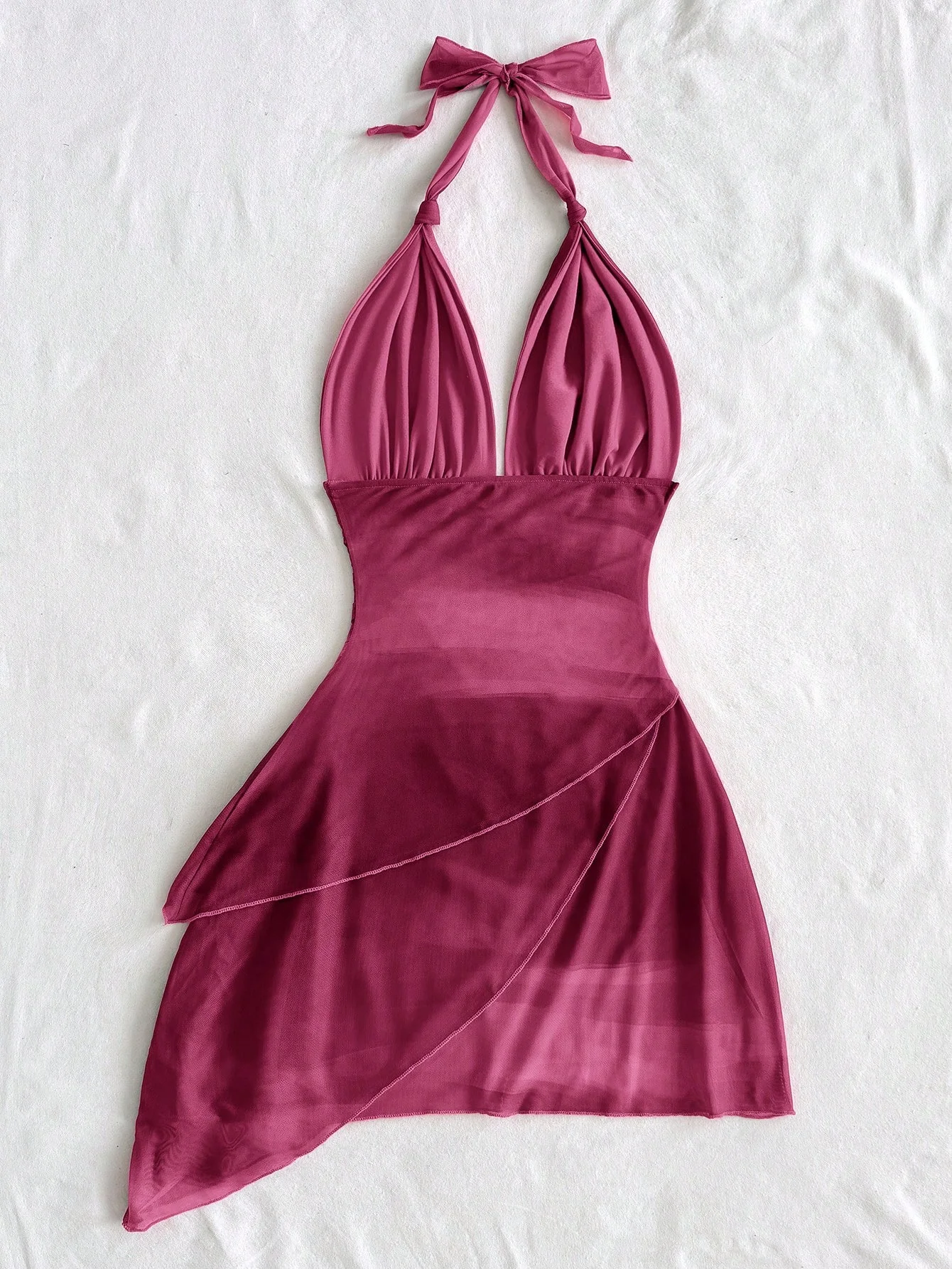 2025 تصميم الأزياء الشعور الشيفون بلا أكمام مثير ضيق عميق الخامس فستان قصير مثير نقي عارية الذراعين #2