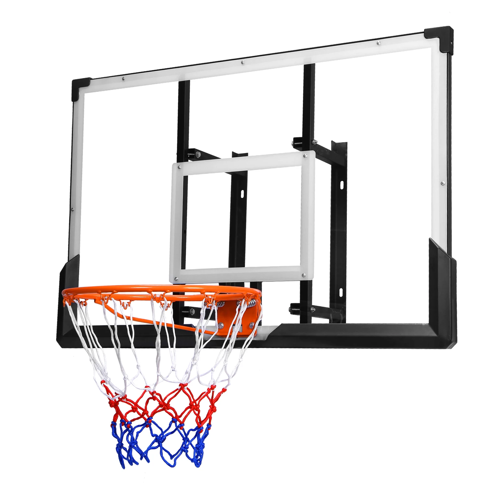 Wall Mounted Basketball Hoop Sport Game Set Basketball Goal for Garage Fitness Center Barn School Gym