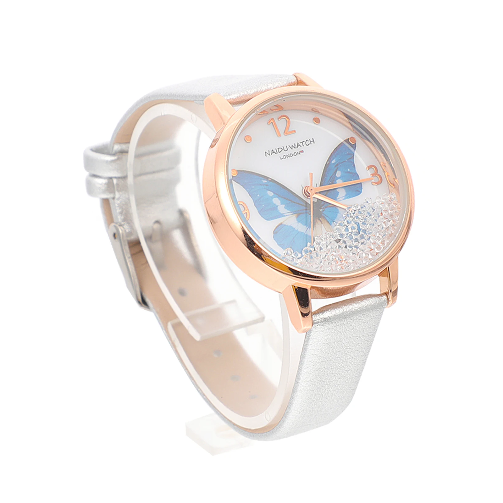 Double Layer Dial Watches Women Alloy Quartz Silver Bracelet Butterflies Wrist Fashion Girls Lightweight Comfortable
