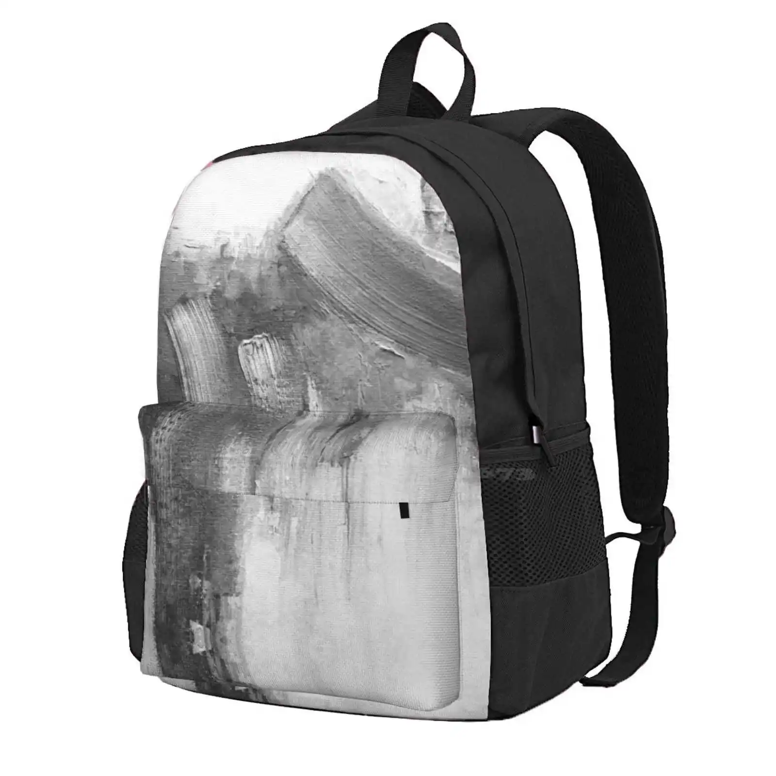 Gray Abstract Hot Sale Schoolbag Backpack Fashion Bags Scandinavian Abstract Modern Art Industrial Grey White Set Of 2 Black