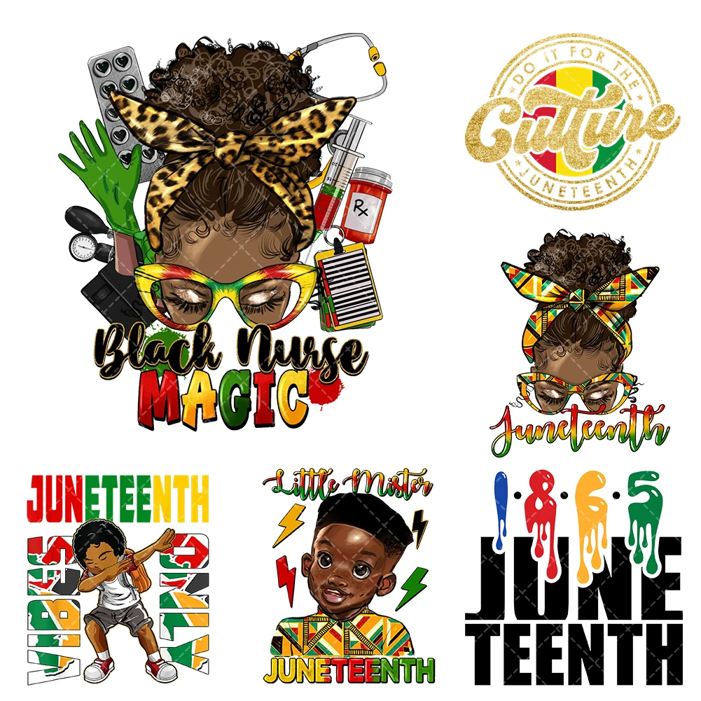 

Черные люди Juneteenth, термопереносная наклейка для одежды, простая в использовании виниловая термоаппликация, моющаяся наклейка на футболку