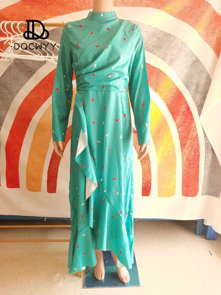 Long Sleeved Dress for Women, Slim Fit, Ruffle Edge, Thin, Middle Eastern, Fashionable Style, Woman\'s Clothing, New, 2024