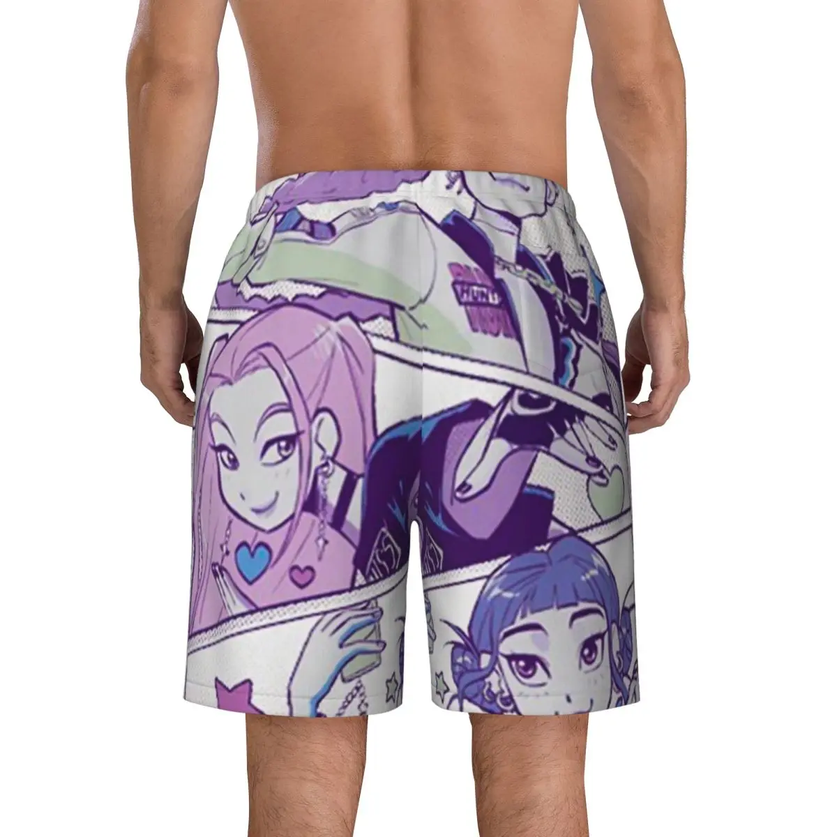 Swimsuits K-POP Demon Hunters Board Shorts Summer Huntrix Casual Beach Shorts Men's Printed Sportswear Quick Dry Beach Trunks