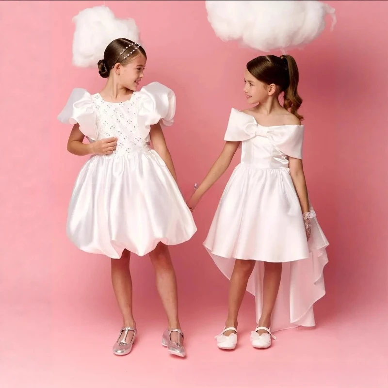 

Платье принцессы с открытыми плечами для девочек, праздничное вечернее платье на день рождения, Новый год, костюм для выступлений, платье подружки невесты, наряд для выступлений