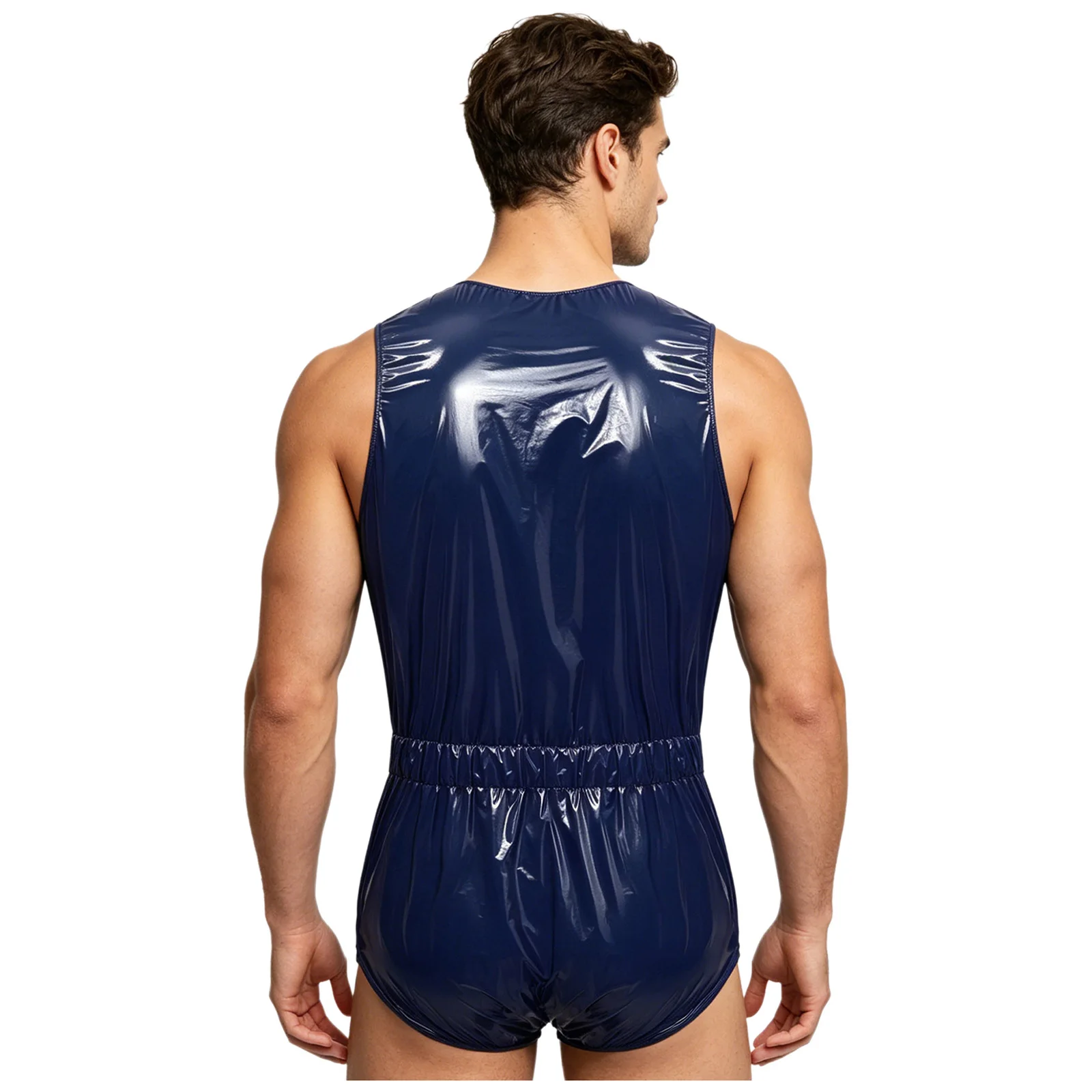 Mens Waterproof Bodysuit Swimsuit Sleeveless Button Easy to Wear Jumpsuit One Piece Bathing Suit Leakproof Adaptive Clothing
