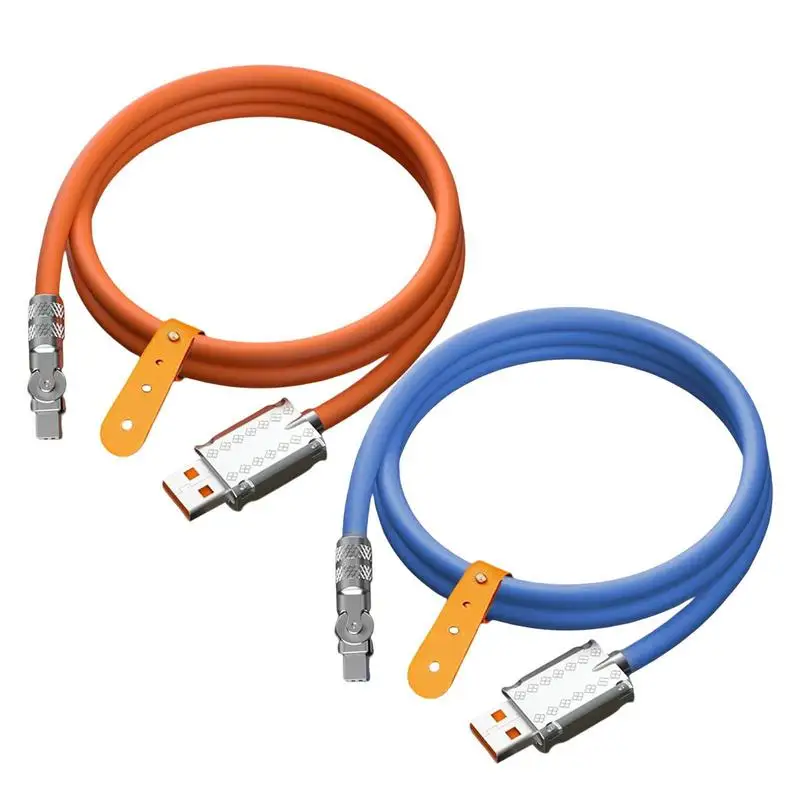 Fast Charging Cable 180 Rotating Super Fast Charge Cable With Light Mobile Game Type-C Charger 120W 6A Liquid Silicone Cable