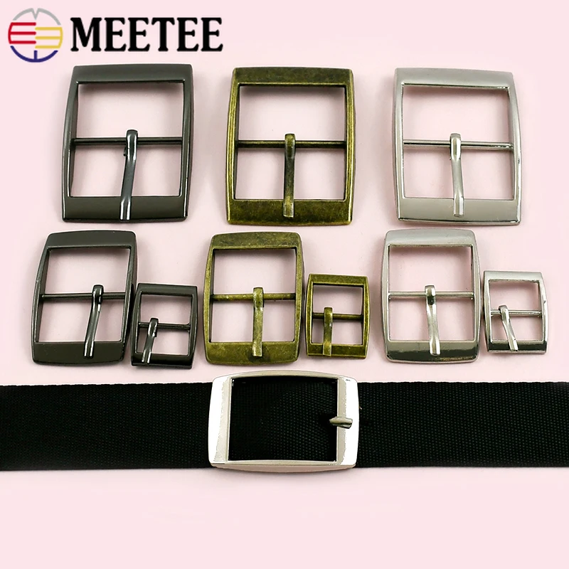 

5/10Pcs Meetee 15-30mm Metal Buckles for Men Belt Webbing Strap Adjust Pin Hook Leather Slider Hooks Shoes Buckle Bag Hardware