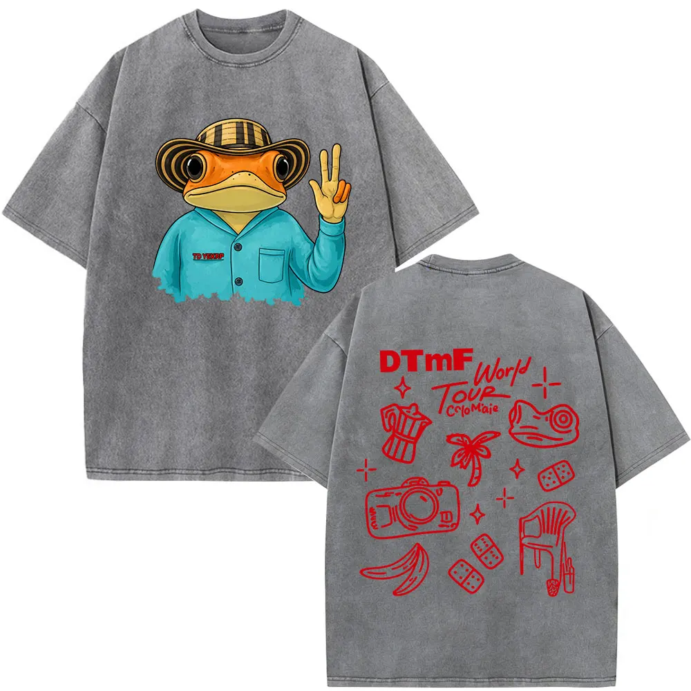 Washed Vintage Rapper Bad Bunny T-shirt Debi Tirar Mas Fotos DTMF Tour 2026 T Shirts Men Women Clothing Fashion Hip Hop T-shirts