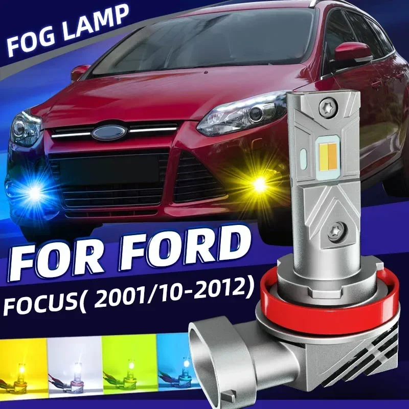 Car LED Front Fog Light Bulbs White Yellow Dual Colors Switchback For Ford Focus Mk1/2 Turnier C-MAX Van Station Wagon 2002-2012