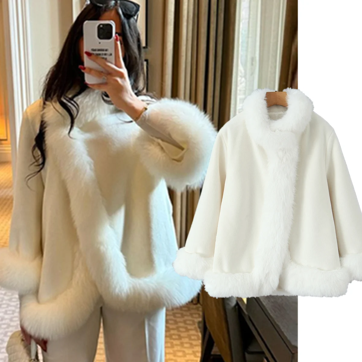 

Maxdutti, элегантное женское зимнее пальто во французском стиле, женская куртка, женская одежда, топы, минималистичная белая куртка из искусственного меха