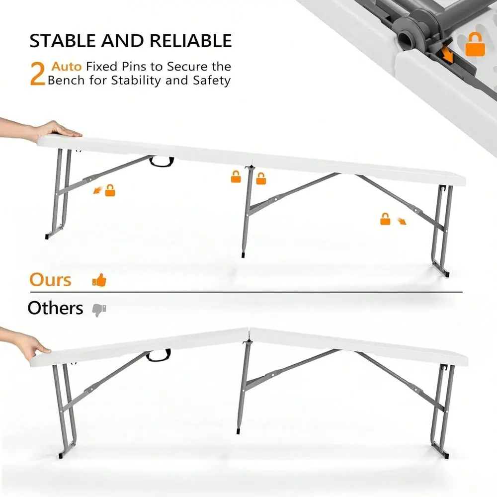 

Feet Plastic Folding Bench,Portable In Outdoor Picnic Party Camping Dining Seat, Garden Soccer Multipurpose Entertaining Activi