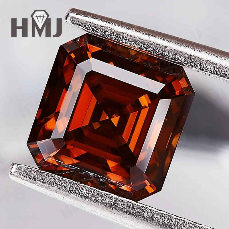 Garnet Asscher Cut 0.5-5CT Moissanite Stone GRA Certificate VVS1 Pass Diamond Tester Gemstone Charms Jewelry Making Materials