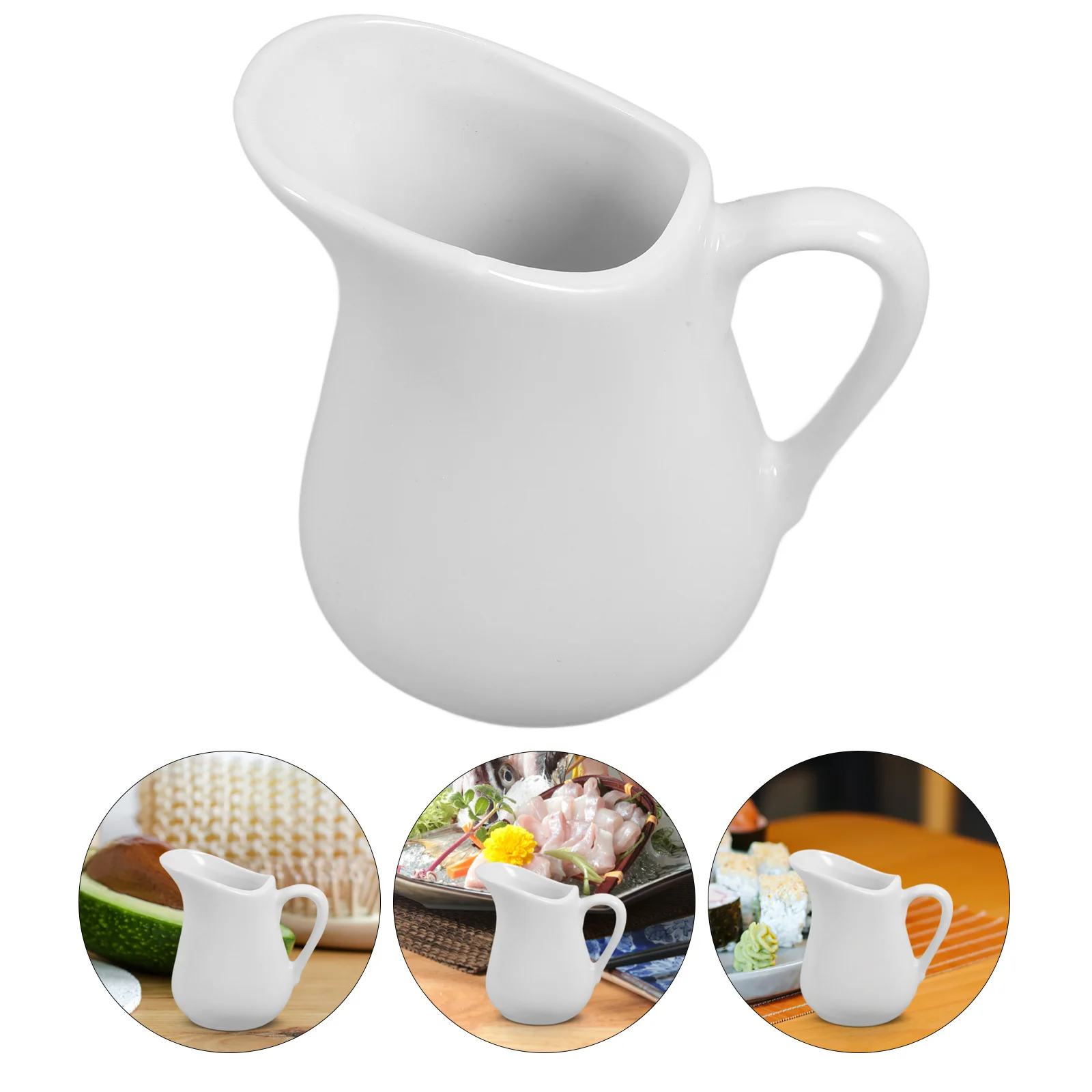 4 قطع من حاوية الحليب السيراميكية، تصميم خفيف الوزن لبار القهوة، كريمر المدفق، حامل الصلصة، إبريق صغير #5