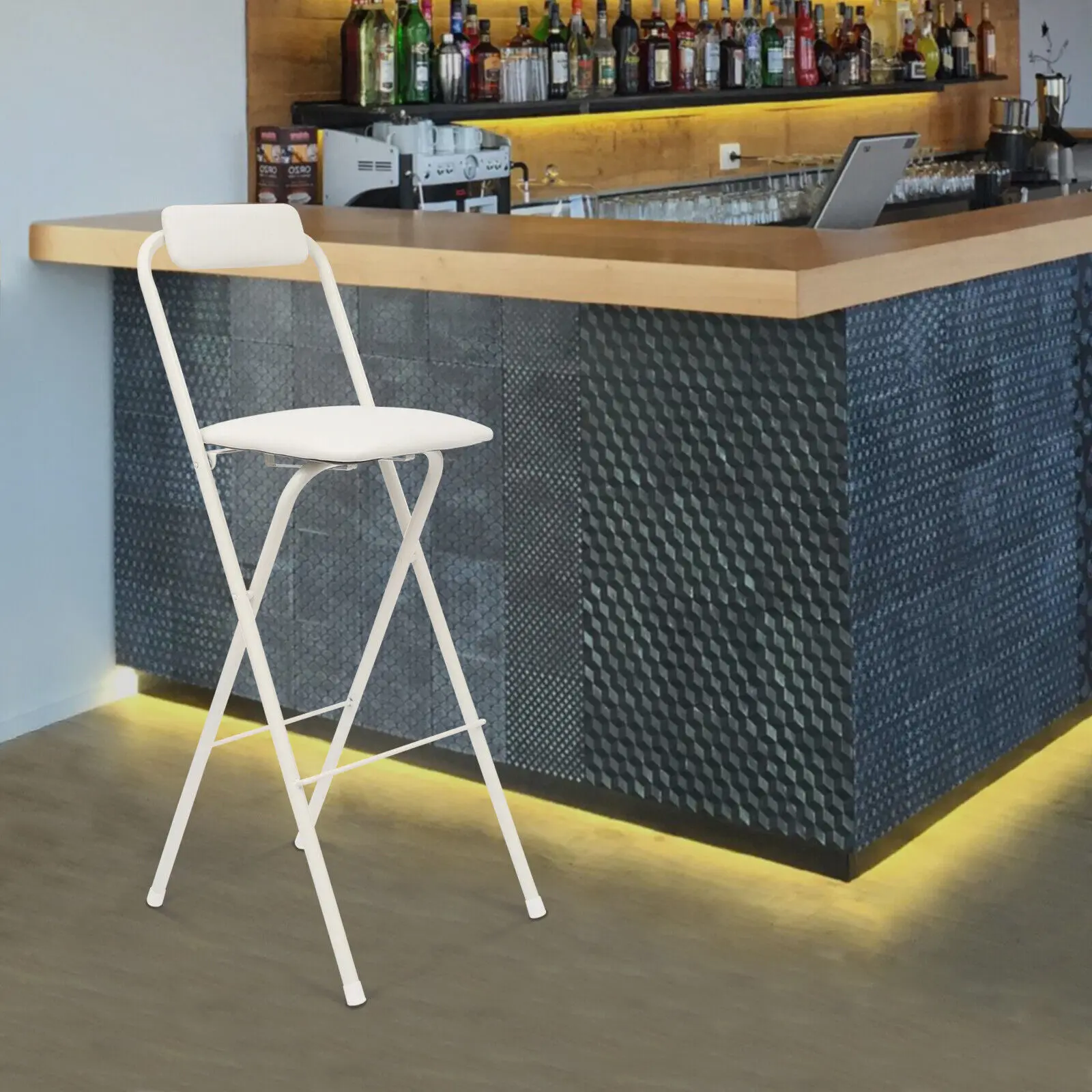 

16.54*18.9*41.34in White Oldable Bar Chair Tall Folding Chair Foldable Bar Chair for Kitchens Dining Rooms Living Rooms