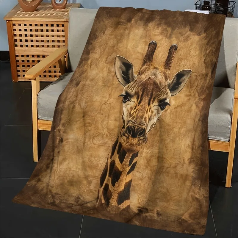 [بطانية الزرافة البوهيمية] قطعة واحدة من بطانية الفانيلا الناعمة المريحة المطبوعة على شكل زرافة بوهيمية |   رمي لجميع المواسم لأريكة السرير