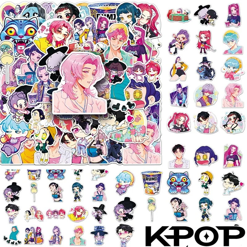 50 Stück Kpop Demon Hunters Aufkleber, wasserdicht, Anime-Graffiti-Aufkleber, Laptop, Handy, Gepäck, Flasche, Skateboard, niedliche Kinder, DIY-Spielzeug