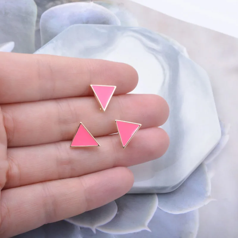 10 Stück Kupfer 18k vergoldete Emaille-Dreieck-Ohrringverbinder Ohrstecker-Set für die Herstellung von Ohrringen und Schmuck DIY – Detail 3