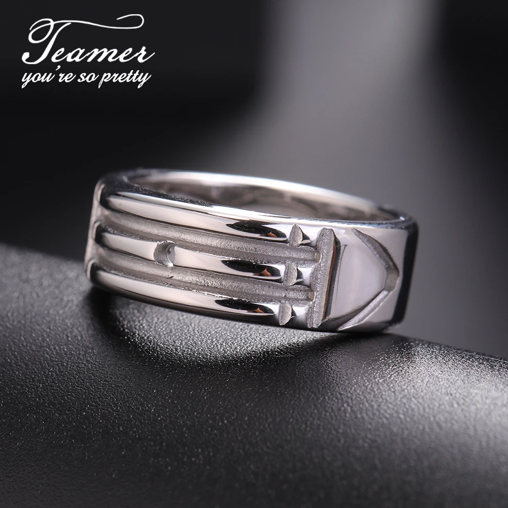 

Teamer Amulet Atlantis Ring Stainless Steel Wide Fashion Minimalist Rings for Men Women Couple Wedding Anniversary Jewelry Gift