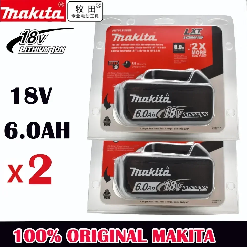 100% Original Makita 6000mAh for Makita 18V Battery BL1830B BL1850B BL1850 BL1840 BL1860 BL1815 Replacement Lithium Battery