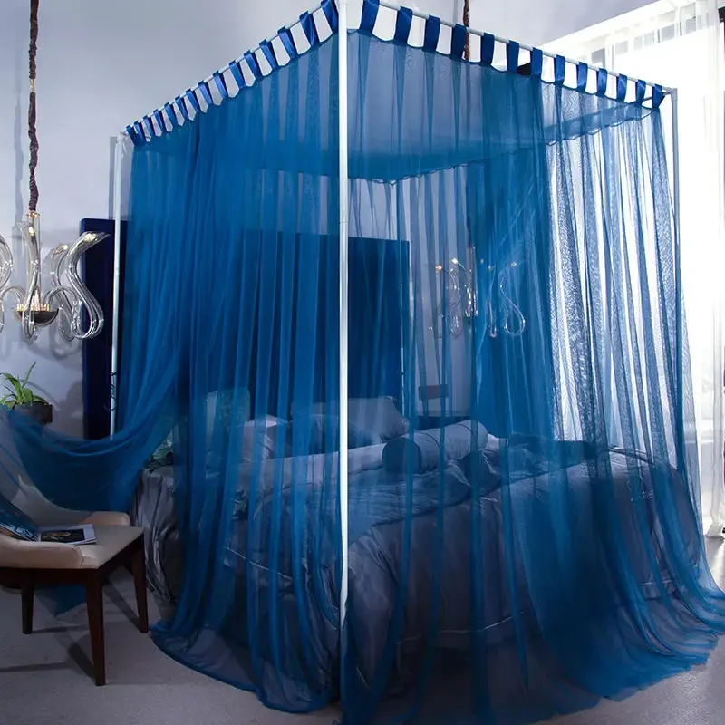 Quadrate Palace Mosquito Net with Frame Bracket Romantic Shading Bed Curtain Canopy Nets Three-door Home Textiles Decor