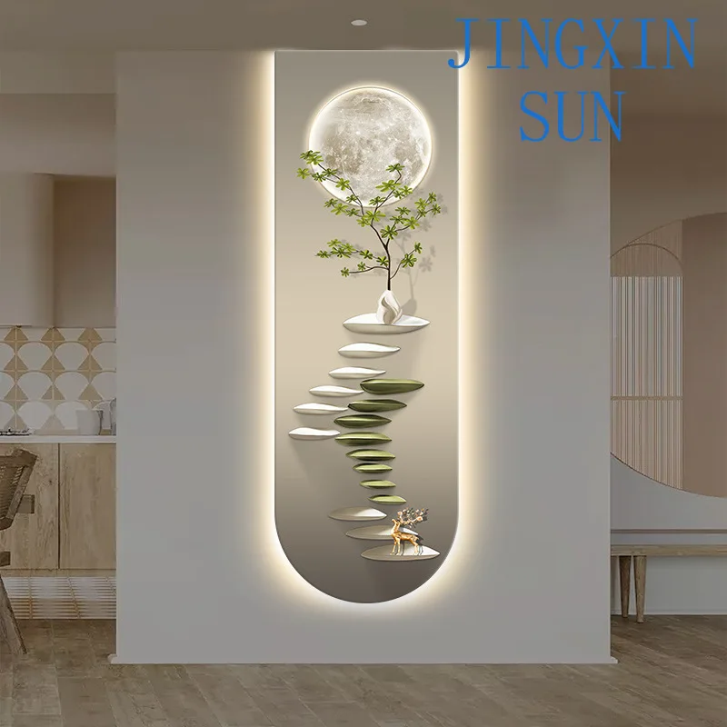 Step by step rising entrance luminous decorative painting modern light luxury high sense led corridor with light fantasy