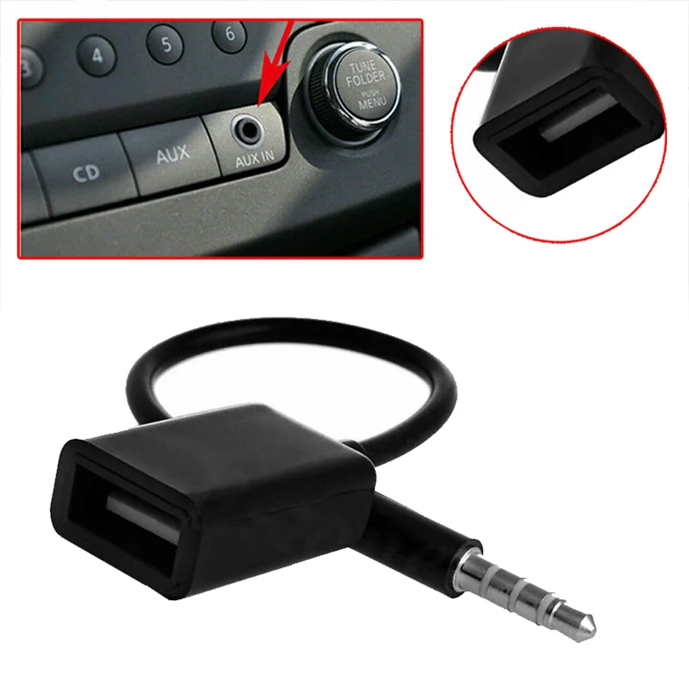 Universal Portable 3.5mm Male AUX Audio Plug Jack To USB Port Adapter Car AUX Jack Audio Input Cord Cable Adapter Connector