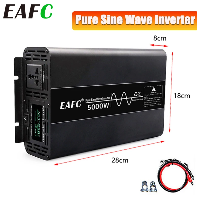 EAFC Pure Sine  Car Inverter DC 12V To AC 220V Power 4000W 500W 7000W Converter Transformer with Digital Display Solar Converter