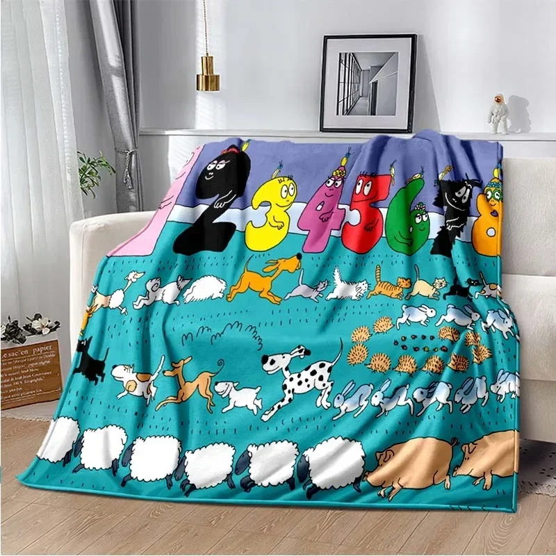 Cartoon Blanket Sofa Winter L-Les Barbapapa Warm Bed Fleece Custom Nap Home Fluffy Soft Blankets King Size Microfiber Bedding