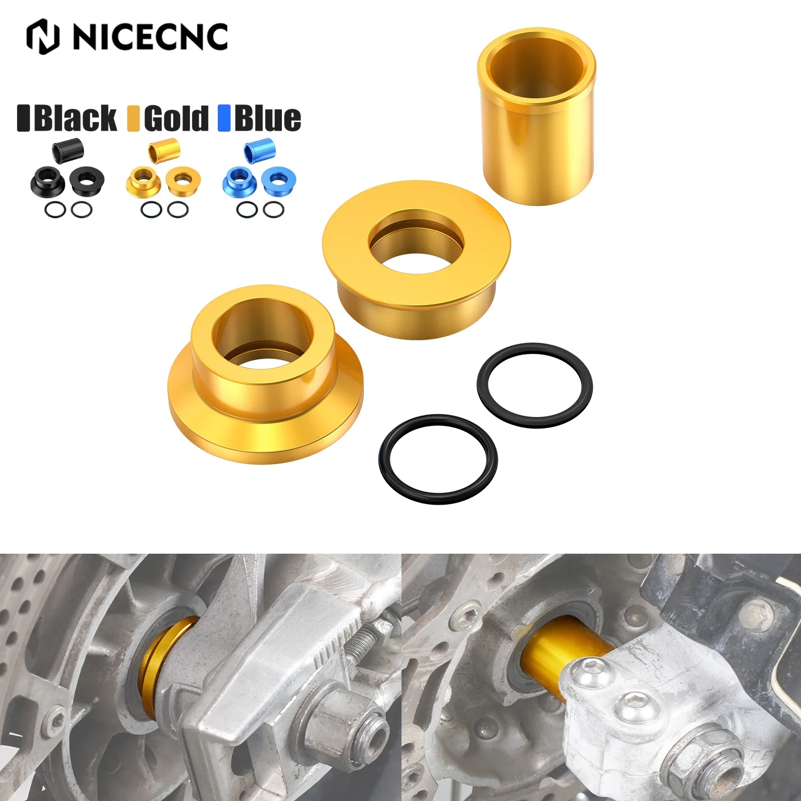 

NICECNC For 2024 2023 Suzuki DR-Z400 DR-Z400E DR-Z400S DR-Z400SM 2000-2024 Front Rear Wheel Spacers Set 54731-36E10 64751-28E20