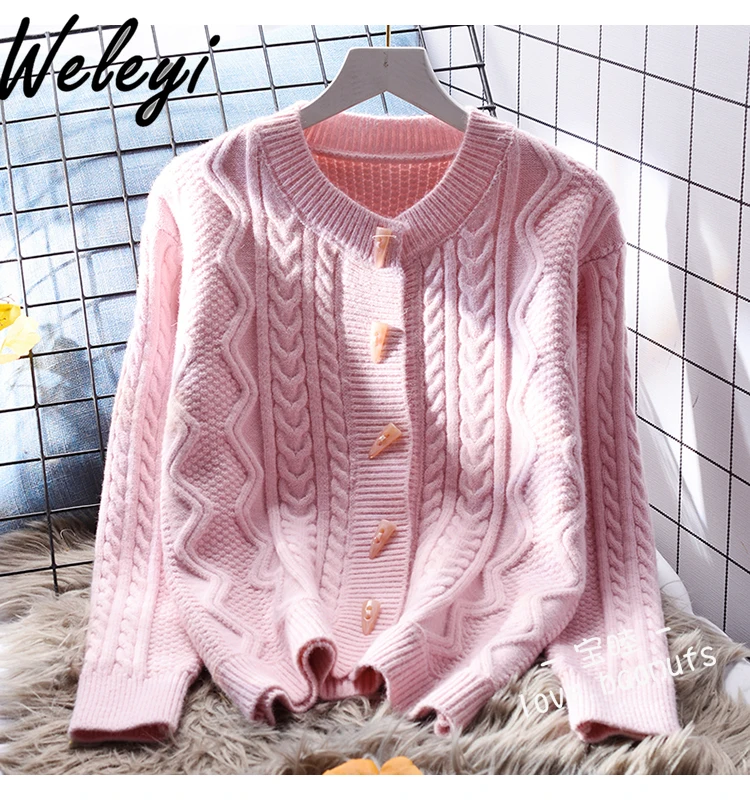 Japanese Style Yellow Short Sweater Coat Women Outwear Autumn 2024 New Sweet Soft Waxy Women's Low Crew Neck Knitted Cardigan