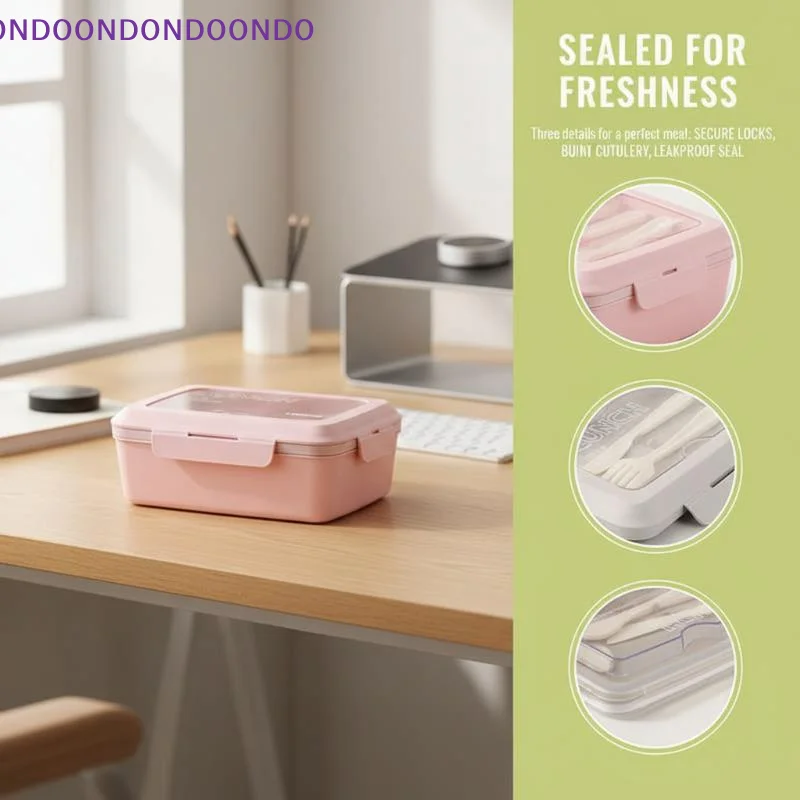 Three Compartment Lunch Box Microwave Safe Removable Utensils BPA Free Bento Box for Office Lunches